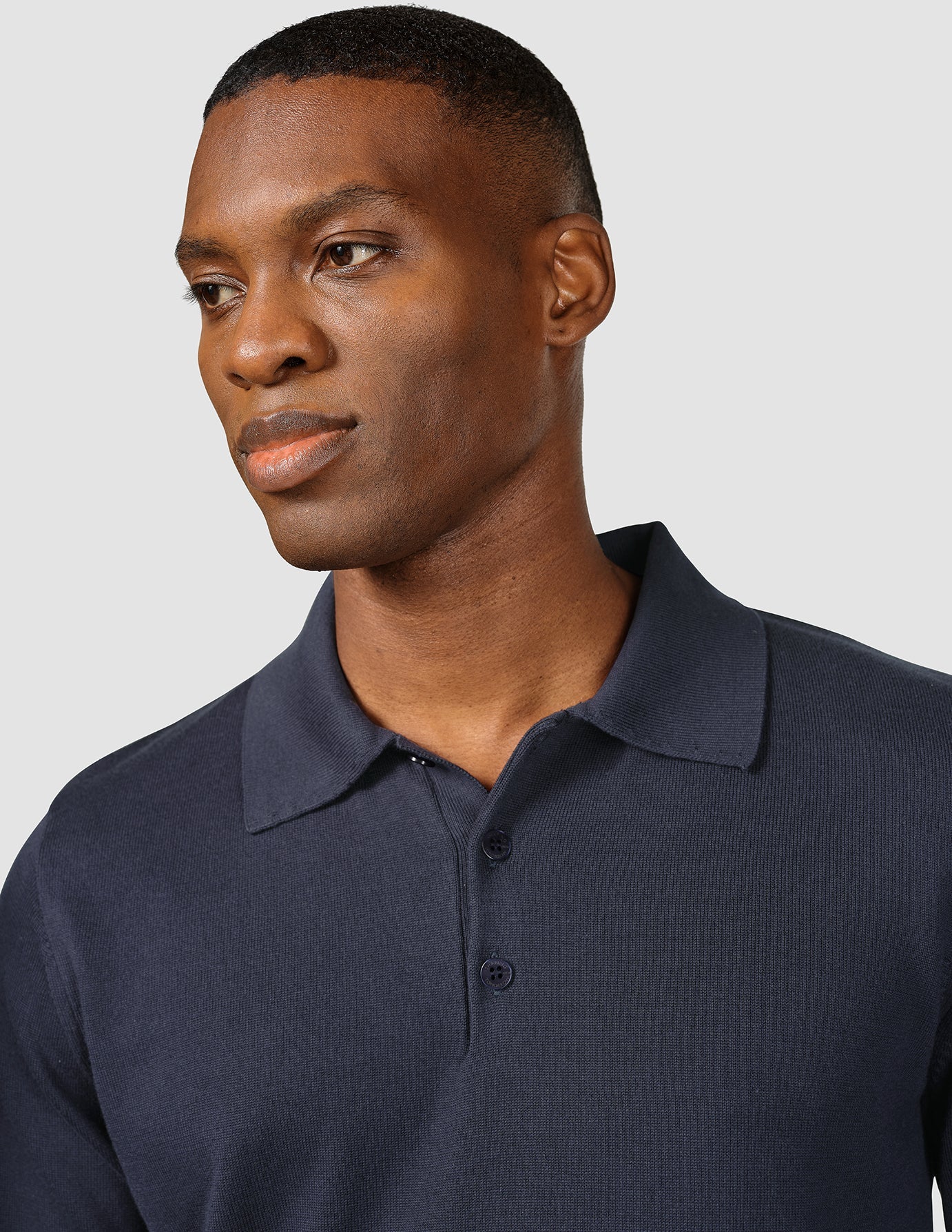 Everyday Knit Long Sleeve Polo Navy